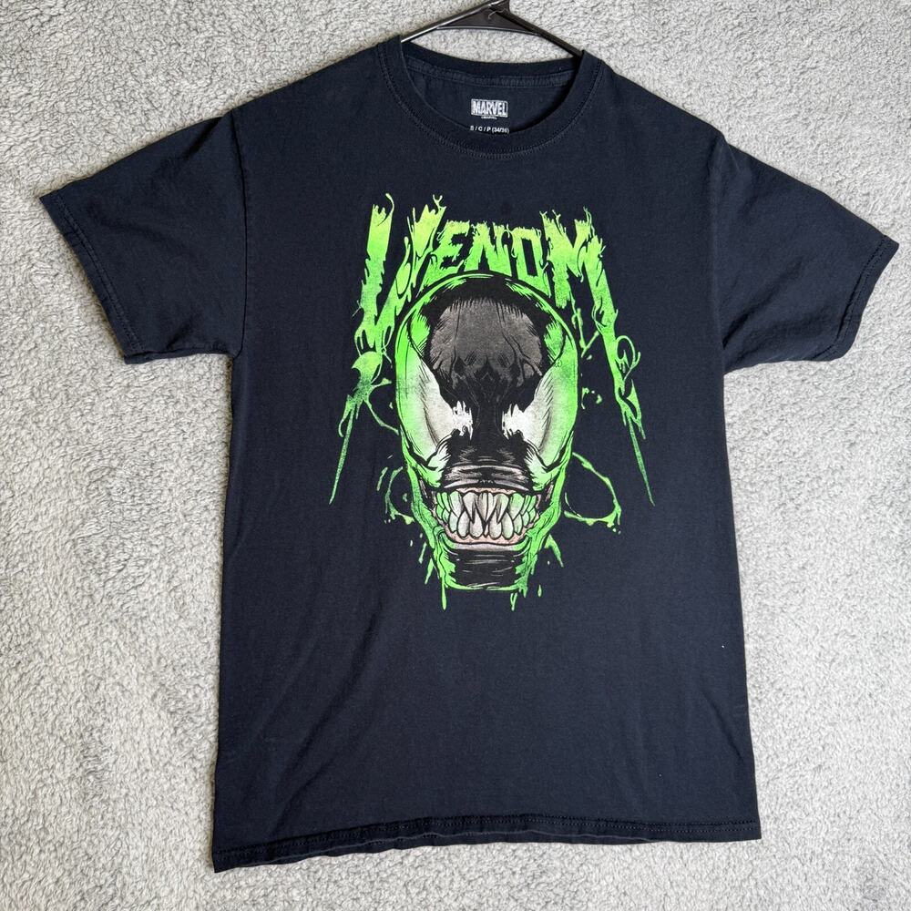 Venom T Shirt Mens Small Black Marvel Crew Neck Short Sleeve